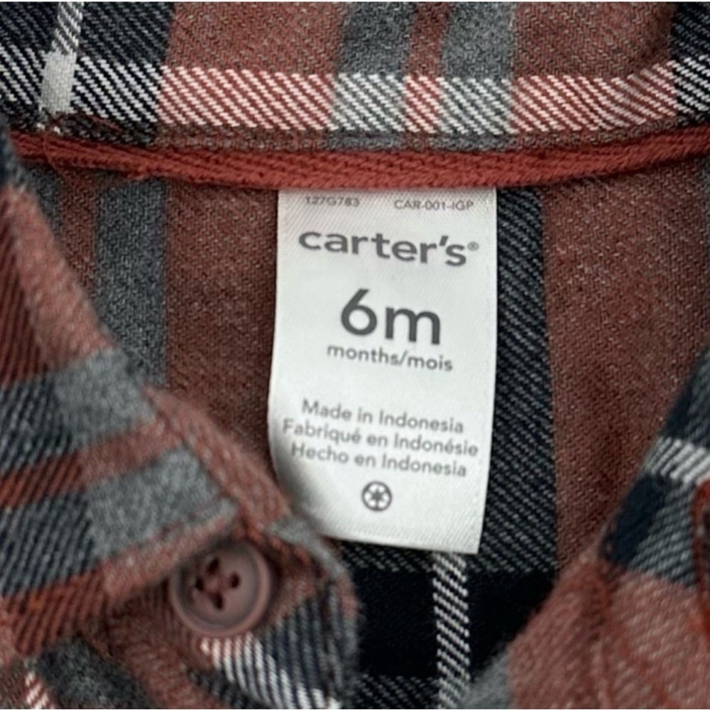 Carter's Baby Plaid Shirt and Pants Set - 6 Months - Picture 3 of 6